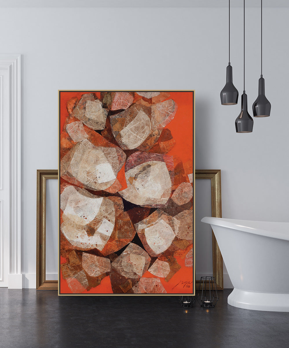 Orange stone | oil painting canvas print | Oversize, large box framed Linen canvas art | #382 - Wall Liberation